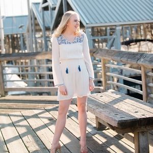 White and blue dress